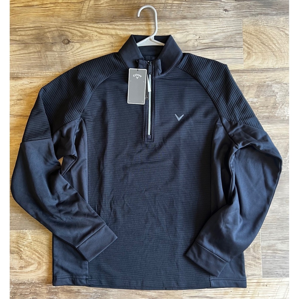 Callaway Golf Black Ottoman Tech Fleece 1/4 Zip Pullover Size Small NEW